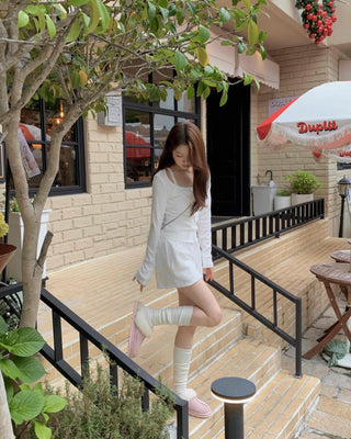 Sweet Feminine Corset Slit Long Sleeve T-shirt
