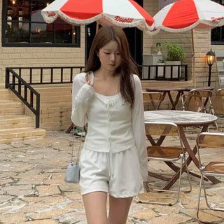 Sweet Feminine Corset Slit Long Sleeve T-shirt