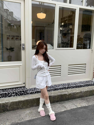Sweet Feminine Corset Slit Long Sleeve T-shirt