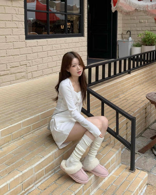 Sweet Feminine Corset Slit Long Sleeve T-shirt