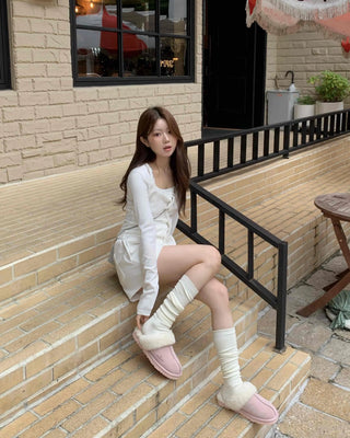 Sweet Feminine Corset Slit Long Sleeve T-shirt