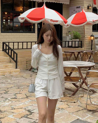 Sweet Feminine Corset Slit Long Sleeve T-shirt