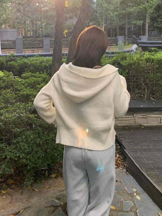 Soft Delicate Fit Cropped Knit Zip-Up Cardigan