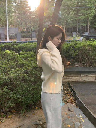 Soft Delicate Fit Cropped Knit Zip-Up Cardigan