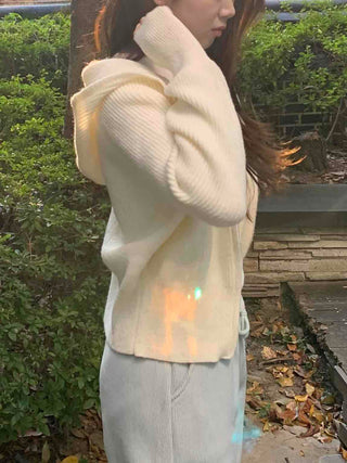 Soft Delicate Fit Cropped Knit Zip-Up Cardigan