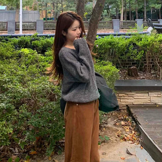 Soft Wool Blend V-Neck Loose Fit Knit
