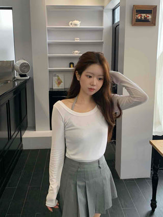 Soft Casual Two-Piece Layered Slim Fit Long Sleeve T-shirt