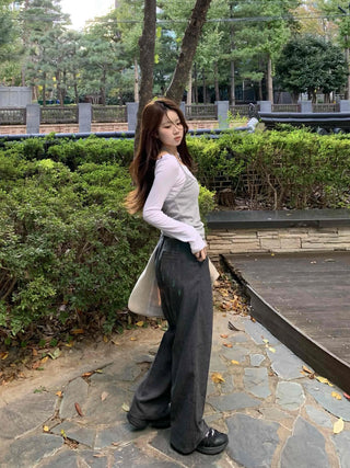 Soft Casual Two-Piece Layered Slim Fit Long Sleeve T-shirt