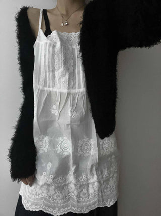 Romantic Embroidered Lace Cotton Sleeveless Dress