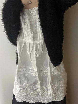 Romantic Embroidered Lace Cotton Sleeveless Dress