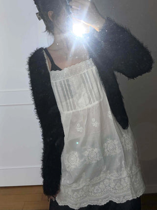 Romantic Embroidered Lace Cotton Sleeveless Dress