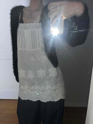 Romantic Embroidered Lace Cotton Sleeveless Dress