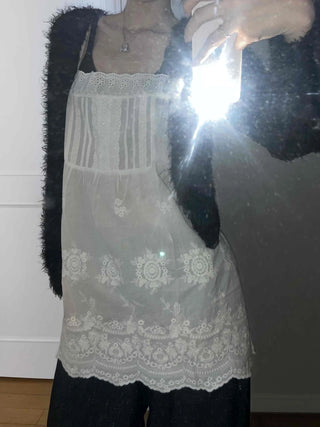 Romantic Embroidered Lace Cotton Sleeveless Dress
