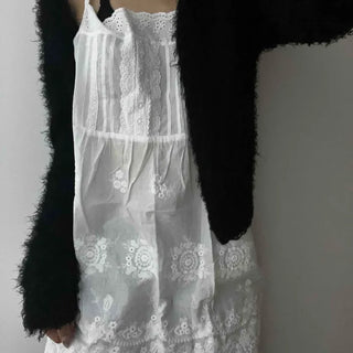 Romantic Embroidered Lace Cotton Sleeveless Dress
