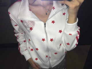 Lovely Retro Heart Wappen Side Line Crop Zip-Up
