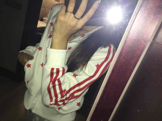 Lovely Retro Heart Wappen Side Line Crop Zip-Up