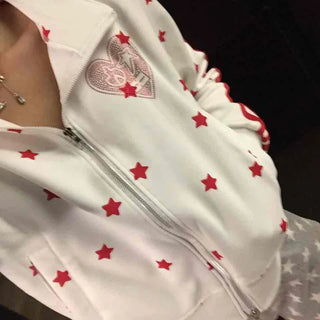 Lovely Retro Heart Wappen Side Line Crop Zip-Up