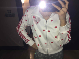 Lovely Retro Heart Wappen Side Line Crop Zip-Up