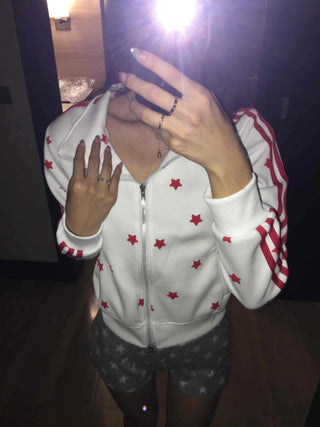 Lovely Retro Heart Wappen Side Line Crop Zip-Up