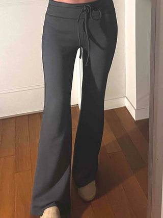 Drawstring Bootcut Semi-Wide Long Slacks