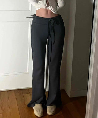 Drawstring Bootcut Semi-Wide Long Slacks