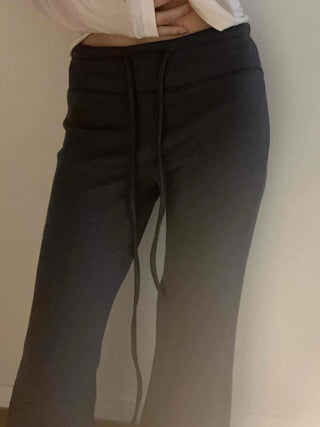 Drawstring Bootcut Semi-Wide Long Slacks