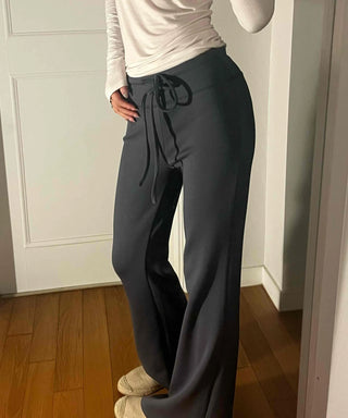 Drawstring Bootcut Semi-Wide Long Slacks