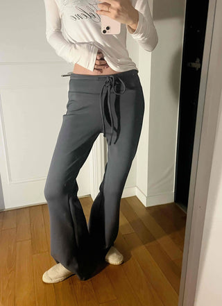 Drawstring Bootcut Semi-Wide Long Slacks