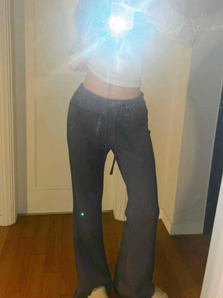 Drawstring Bootcut Semi-Wide Long Slacks