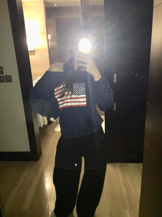 High-waisted Semi-balloon Denim Long Pants with Buckle Details