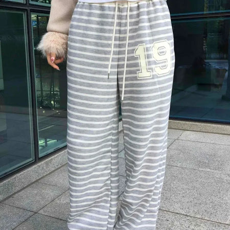 19 Lettering Stripe Loose Fit Jogger Pants