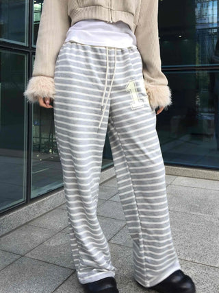 19 Lettering Stripe Loose Fit Jogger Pants