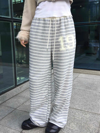 19 Lettering Stripe Loose Fit Jogger Pants