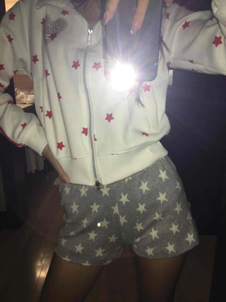 American Star Pattern Loose Fit Cotton Shorts