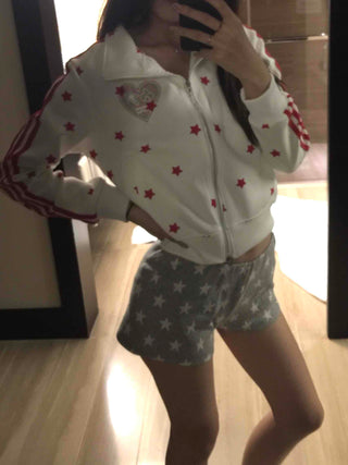 American Star Pattern Loose Fit Cotton Shorts