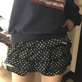 American vintage polka jacquard frill shorts