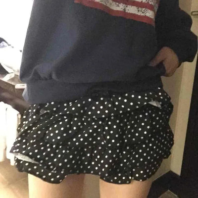 American vintage polka jacquard frill shorts