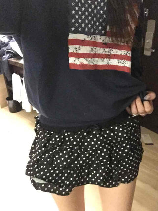 American vintage polka jacquard frill shorts