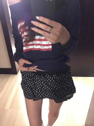 American vintage polka jacquard frill shorts