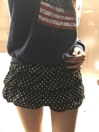 American vintage polka jacquard frill shorts
