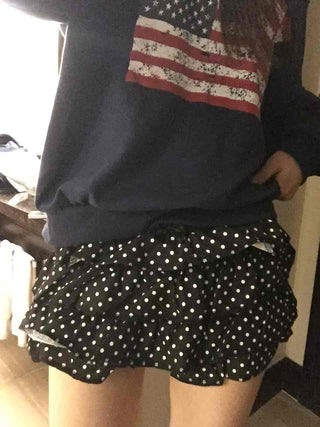 American vintage polka jacquard frill shorts