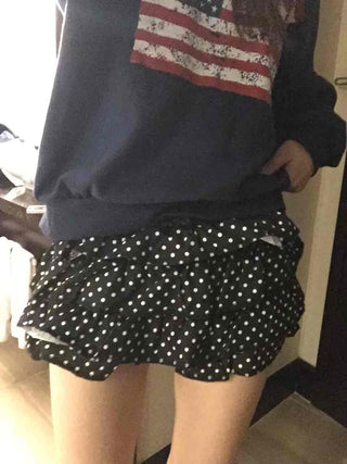 American vintage polka jacquard frill shorts