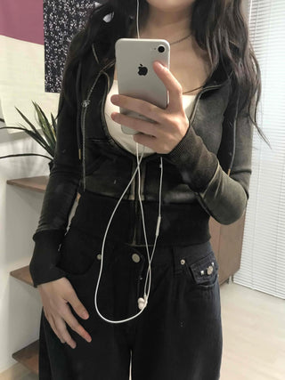 Shaping Slim Fit Crop Collar Zip-up