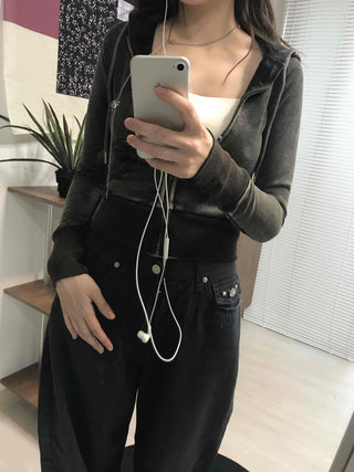 Shaping Slim Fit Crop Collar Zip-up