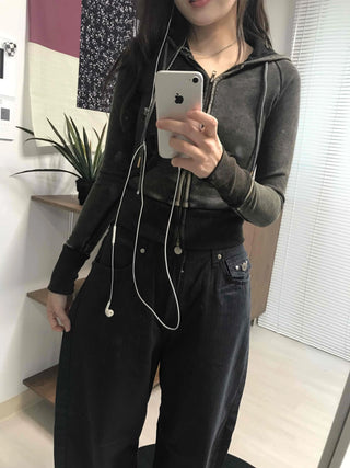 Shaping Slim Fit Crop Collar Zip-up