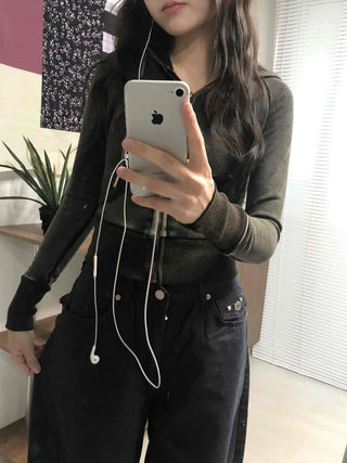 Shaping Slim Fit Crop Collar Zip-up