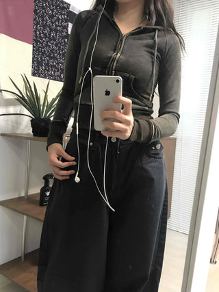 Shaping Slim Fit Crop Collar Zip-up