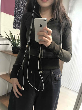 Shaping Slim Fit Crop Collar Zip-up