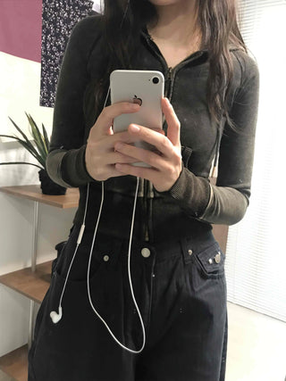 Shaping Slim Fit Crop Collar Zip-up
