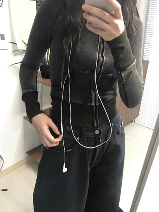 Shaping Slim Fit Crop Collar Zip-up